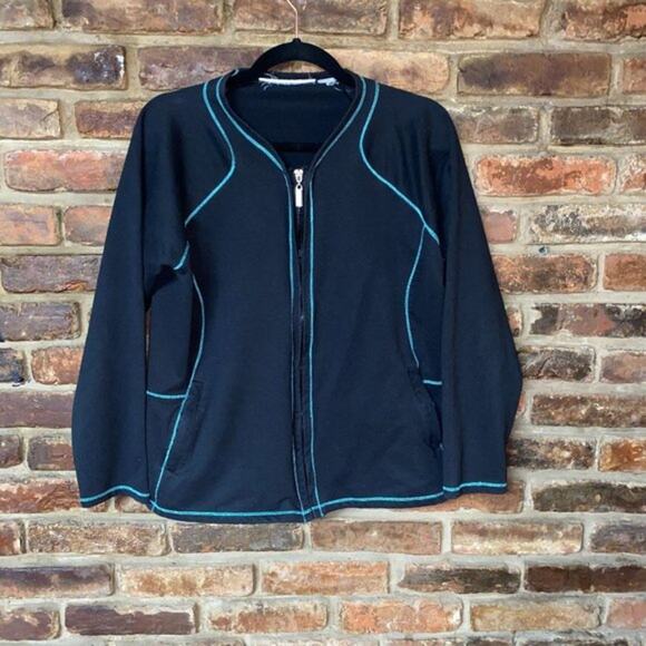 Kim Rogers Black & Green Full Zip Athletic Jacket Women's Size Large** - Picture 1 of 6